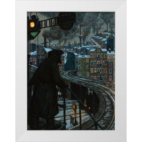 City of Workers White Modern Wood Framed Art Print by Baluschek, Hans