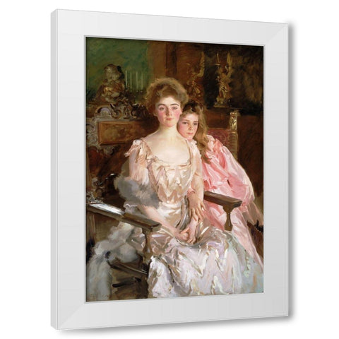 Mrs. Fiske Warren Gretchen Osgood and Her Daughter Rachel White Modern Wood Framed Art Print by Sargent, John Singer