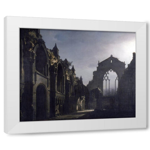The Ruins of Holyrood Chapel White Modern Wood Framed Art Print by Daguerre, Louis