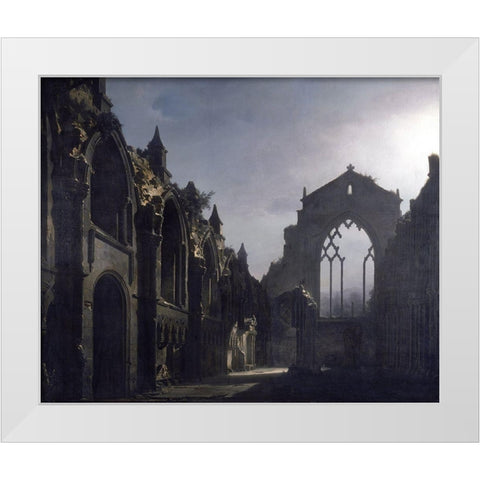 The Ruins of Holyrood Chapel White Modern Wood Framed Art Print by Daguerre, Louis