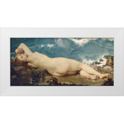 The Pearl and the Wave White Modern Wood Framed Art Print by Baudry, Paul-Jacques-Aime