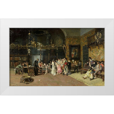 The Spanish Wedding White Modern Wood Framed Art Print by Fortuny, Maria