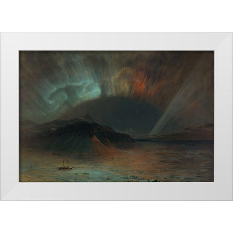 Aurora Borealis White Modern Wood Framed Art Print by Church, Frederic Edwin