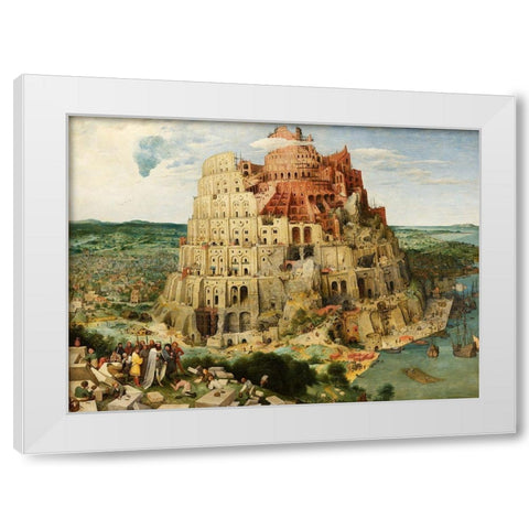 The Tower of Babel White Modern Wood Framed Art Print by Bruegel the Elder, Pieter