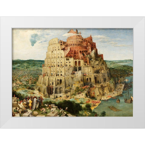 The Tower of Babel White Modern Wood Framed Art Print by Bruegel the Elder, Pieter