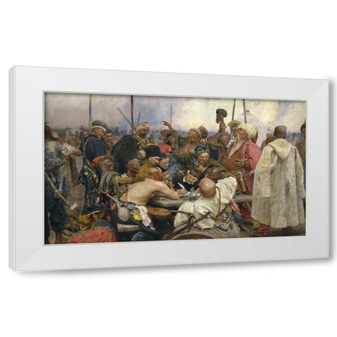 Reply of the Zaporozhian Cossacks White Modern Wood Framed Art Print by Repin, Ilya