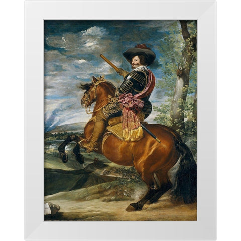 Equestrian Portrait of the Count-Duke of Olivares White Modern Wood Framed Art Print by Valazquez, Diego