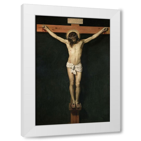 Christ Crucified White Modern Wood Framed Art Print by Valazquez, Diego