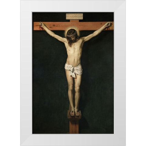 Christ Crucified White Modern Wood Framed Art Print by Valazquez, Diego