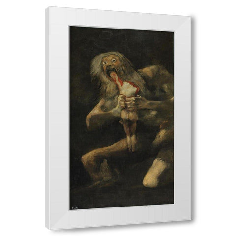 Saturn Devouring His Son White Modern Wood Framed Art Print by Valazquez, Diego