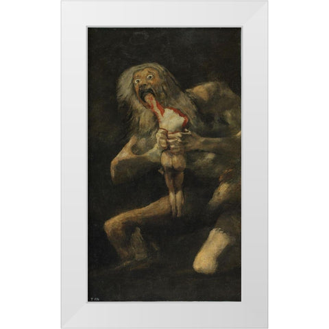 Saturn Devouring His Son White Modern Wood Framed Art Print by Valazquez, Diego
