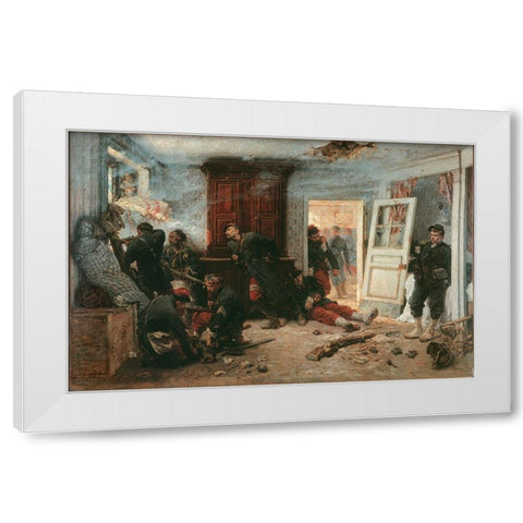 The Last Cartridges White Modern Wood Framed Art Print by de Neuville,Â Alphonse-Marie-Adolphe