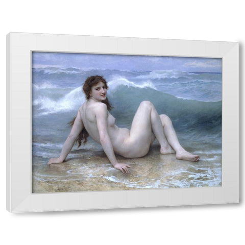 The WaveÂ atÂ Nude White Modern Wood Framed Art Print by Bouguereau, William-Adolphe