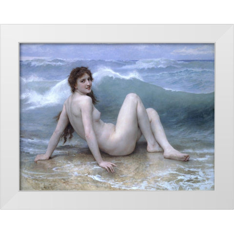 The WaveÂ atÂ Nude White Modern Wood Framed Art Print by Bouguereau, William-Adolphe