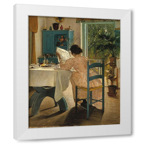 At Breakfast White Modern Wood Framed Art Print by Ring, L. A.
