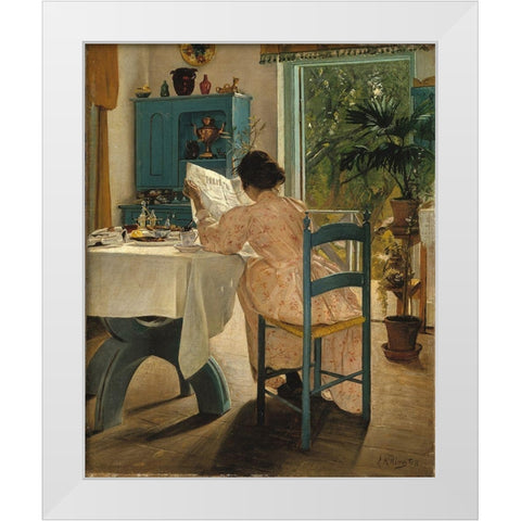 At Breakfast White Modern Wood Framed Art Print by Ring, L. A.