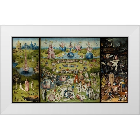 The Garden of Earthly Delights White Modern Wood Framed Art Print by Bosch, Hieronymus