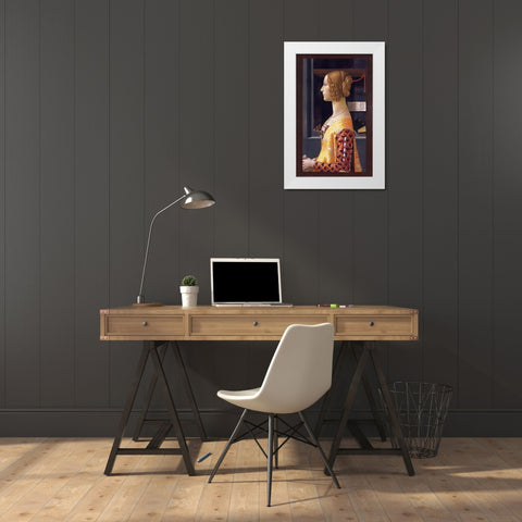 Portrait of Giovanna Tornabuoni White Modern Wood Framed Art Print by Ghirlandaio, Domenico