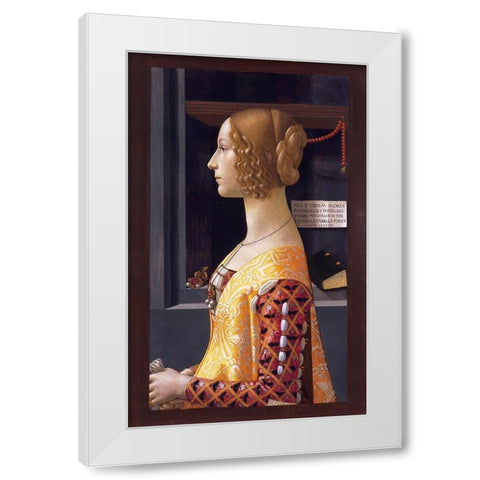 Portrait of Giovanna Tornabuoni White Modern Wood Framed Art Print by Ghirlandaio, Domenico