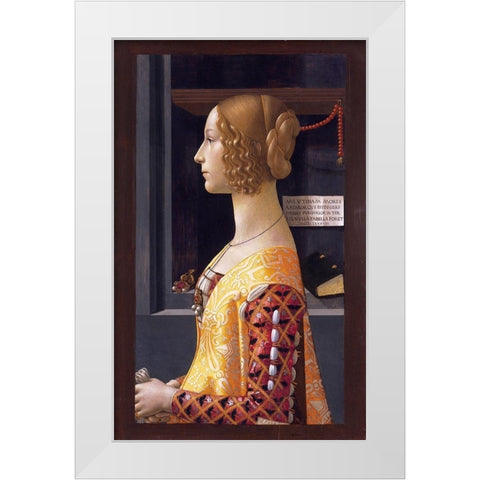 Portrait of Giovanna Tornabuoni White Modern Wood Framed Art Print by Ghirlandaio, Domenico