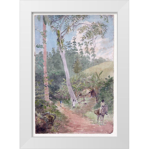 Plantain Walk, Jamaica White Modern Wood Framed Art Print by Berryman, William