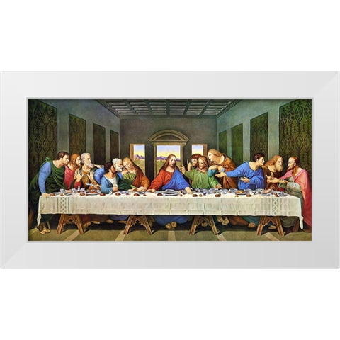 The Last Supper Original White Modern Wood Framed Art Print by da Vinci, Leonardo