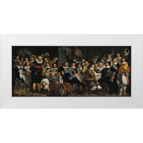 Banquet of the Amsterdam Civic Guard in Celebration of the Peace of MunsterÂ  White Modern Wood Framed Art Print by van der Helst, Bartholomeus