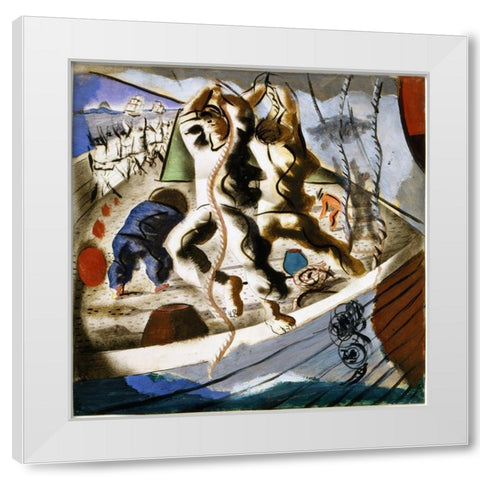 Discovery of the Land White Modern Wood Framed Art Print by Portinari, Candido