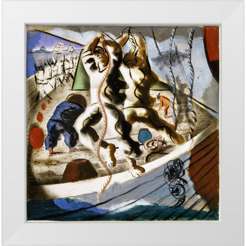 Discovery of the Land White Modern Wood Framed Art Print by Portinari, Candido