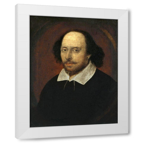 Chandos portrait of Shakespeare White Modern Wood Framed Art Print by Taylor, John