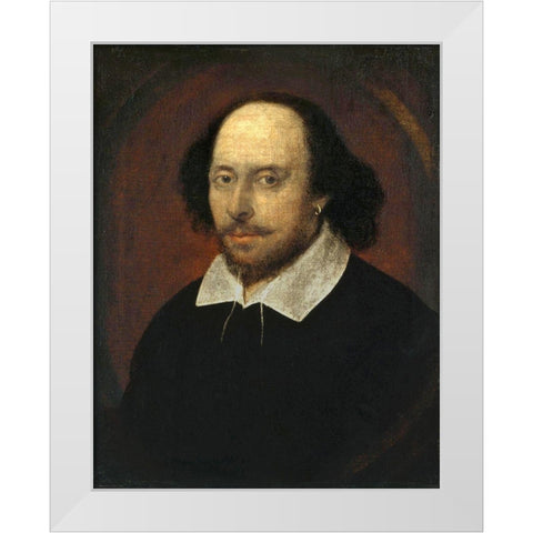 Chandos portrait of Shakespeare White Modern Wood Framed Art Print by Taylor, John