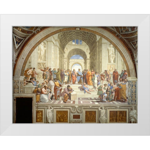 The School of Athens White Modern Wood Framed Art Print by Raphael