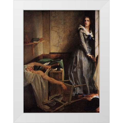 Charlotte Corday White Modern Wood Framed Art Print by Baudry, Paul-Jacques-Aime