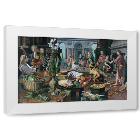 Christ in the House of Martha and Mary White Modern Wood Framed Art Print by Aertsen, Pieter