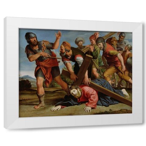 The Way to Calvary White Modern Wood Framed Art Print by Domenichino