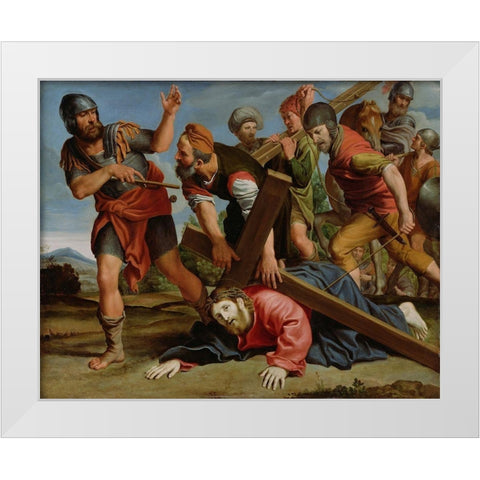 The Way to Calvary White Modern Wood Framed Art Print by Domenichino