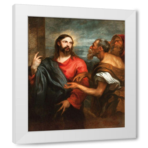 Christ of the Coin White Modern Wood Framed Art Print by Van Dyck, Anton
