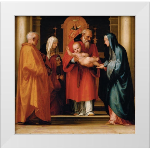 The Scene of Christ in the Temple White Modern Wood Framed Art Print by Bartolomeo, Fra