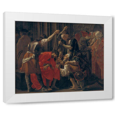 Christ Crowned with Thorns White Modern Wood Framed Art Print by ter Brugghen, Hendrick