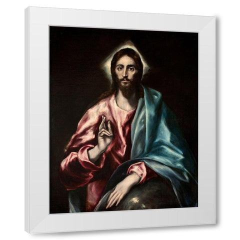 Christ as Saviour White Modern Wood Framed Art Print by El Greco