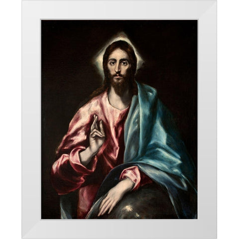 Christ as Saviour White Modern Wood Framed Art Print by El Greco