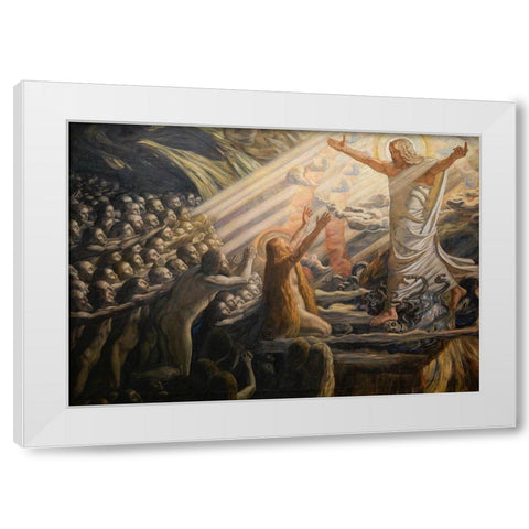Christ in the Realm of the Dead White Modern Wood Framed Art Print by Skovgaard, Joakim