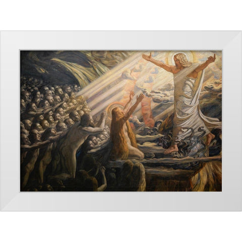 Christ in the Realm of the Dead White Modern Wood Framed Art Print by Skovgaard, Joakim