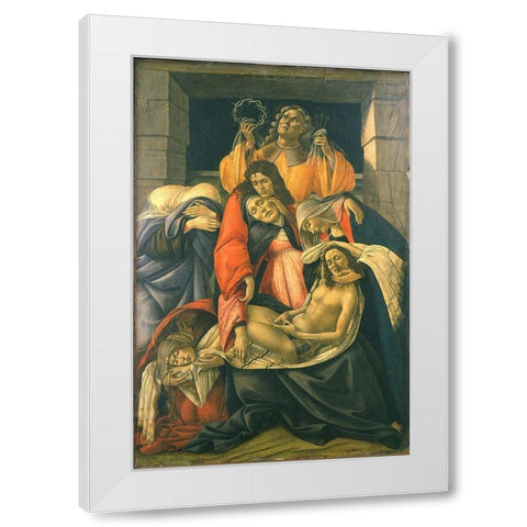 The Lamentation over the Dead Christ White Modern Wood Framed Art Print by Botticelli, Sandro