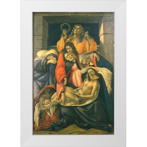 The Lamentation over the Dead Christ White Modern Wood Framed Art Print by Botticelli, Sandro