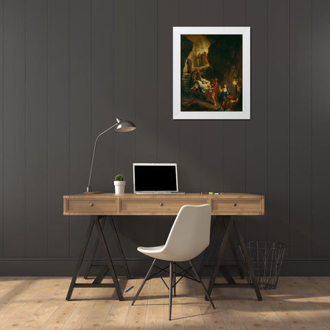 Christ Carried Down to the Tomb White Modern Wood Framed Art Print by Delacroix, Eugene