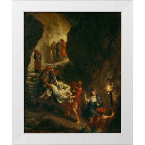 Christ Carried Down to the Tomb White Modern Wood Framed Art Print by Delacroix, Eugene
