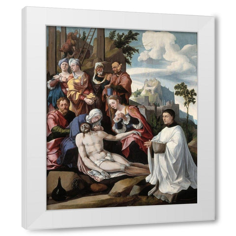 Lamentation of Christ with a Donor White Modern Wood Framed Art Print by van Scorel, Jan
