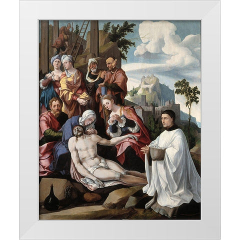 Lamentation of Christ with a Donor White Modern Wood Framed Art Print by van Scorel, Jan