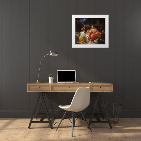 Christ Blessing the Little Children White Modern Wood Framed Art Print by Haydon, Benjamin Robert